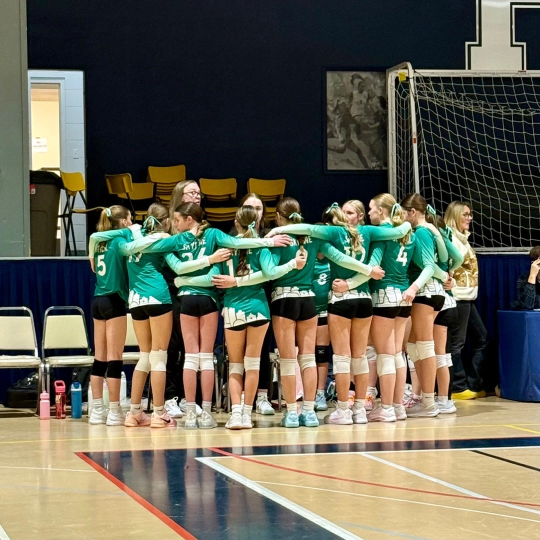Skyline volleyball athletes competing at a tournament